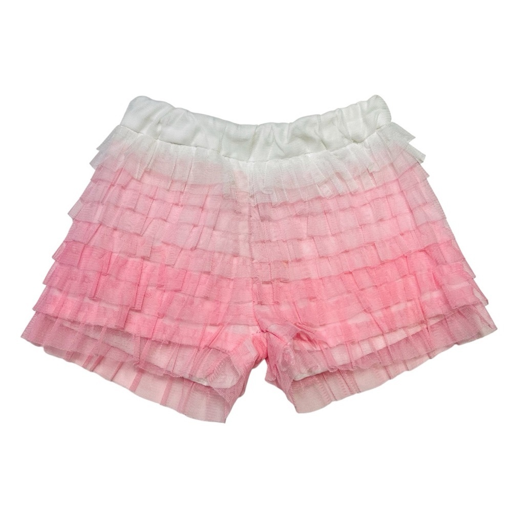 Mayoral Pink and White Layered Kids Shorts‎ with Tulle Ruffles